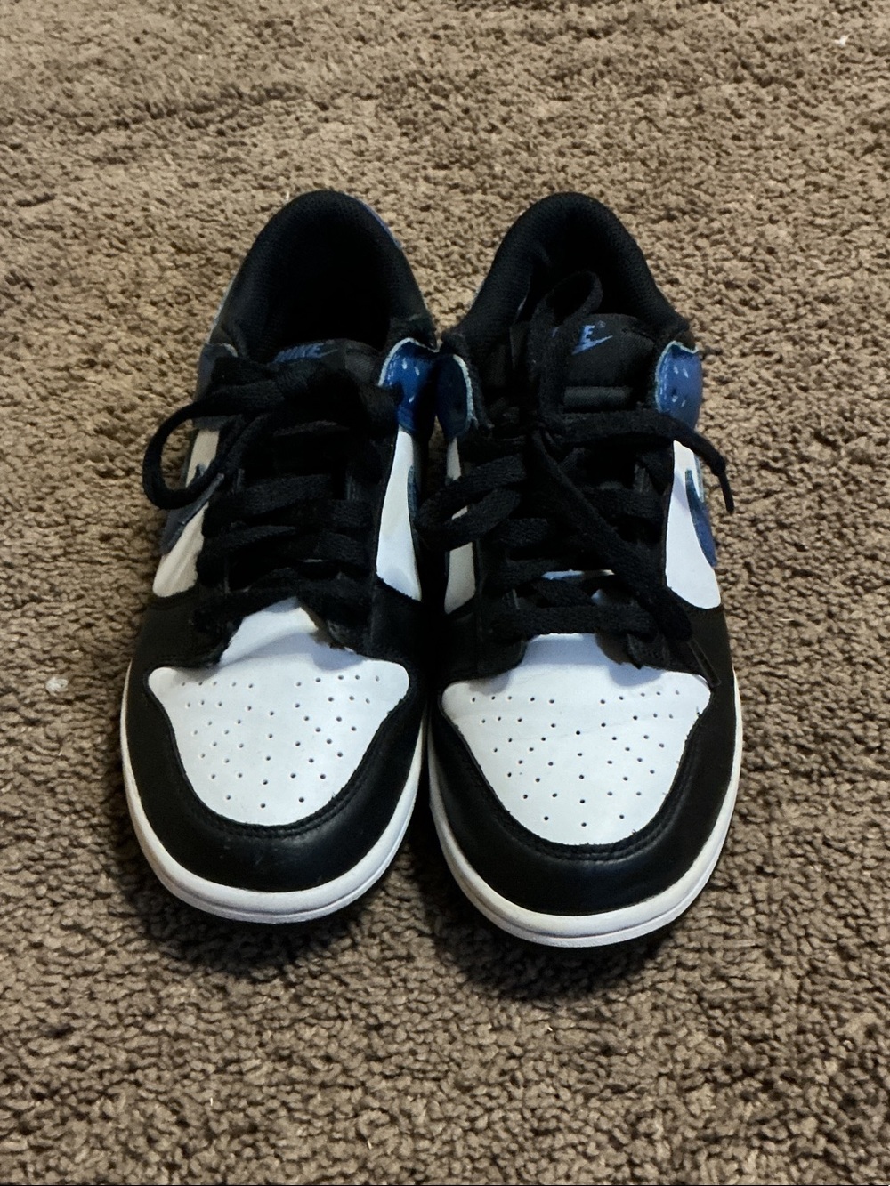 Nike Dunk Low-Top Sneakers in Black, White, Blue